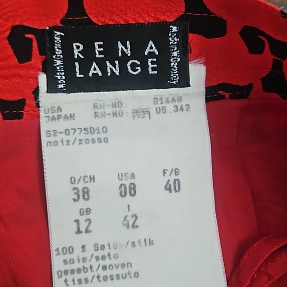 Rena Lange Vintage 100% Silk Red and Black Elephant Pattern Skirt - Picture 6 of 6